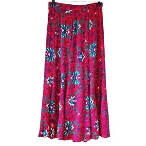 Vintage Claude Red Floral Print Skirt